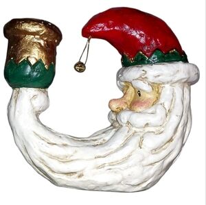 Midwest Of Cannon Falls Festive Moon Shaped Santa Candle Holder Red, Gold, Green
